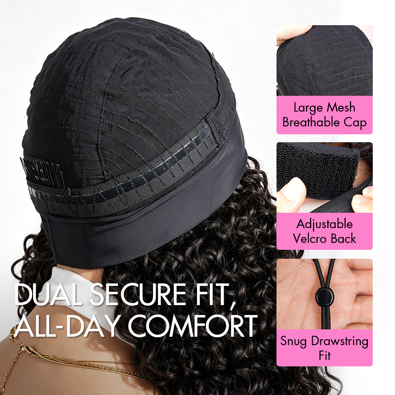 QVR Burmese Curly Headband Wig 100% Human Hair Glueless Wigs for Women
