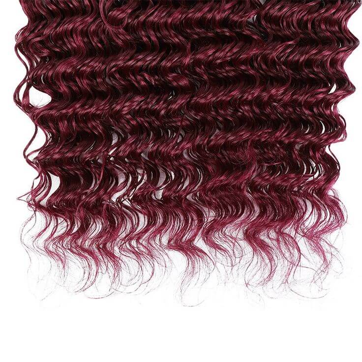B3G1|QVR Burgundy Deep Wave Bulk Hair Extensions for Boho Knotless Braiding