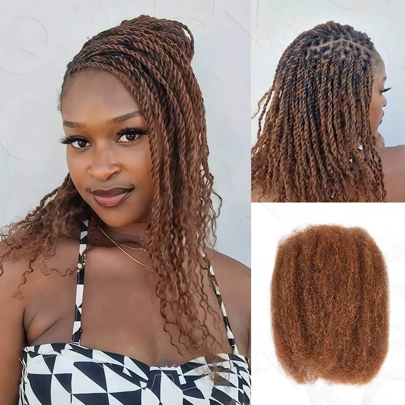 QVR Thick 4 Packs Afro Kinky Bulk Human Hair For Perfect Braids & Twists