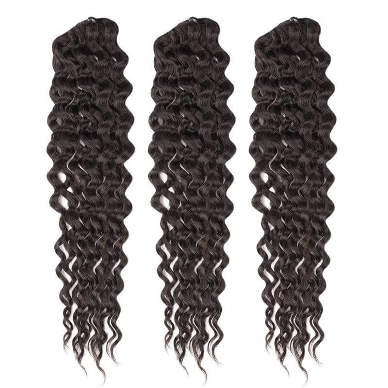 QVR Lightweight Natural Black Water Wave Crochet Braid Human Hair Extensions