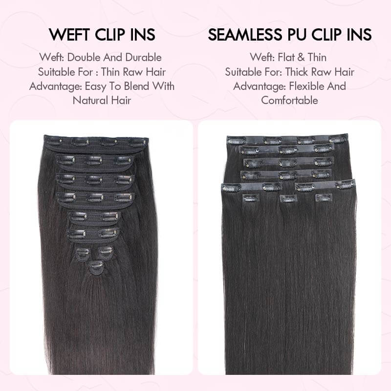 Flash Sale|QVR Invisible 9PCS 5PCS Volumizer Natural Straight Clip In Human Hair Extensions