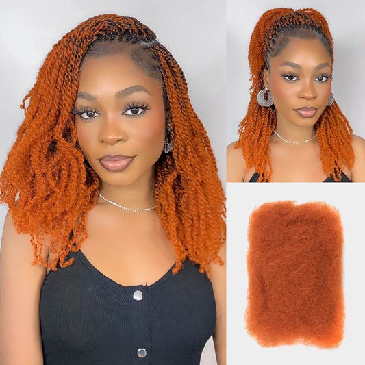 QVR 1 Paquete de Cabello Humano Kinky Afro Naranja Jengibre a Granel
