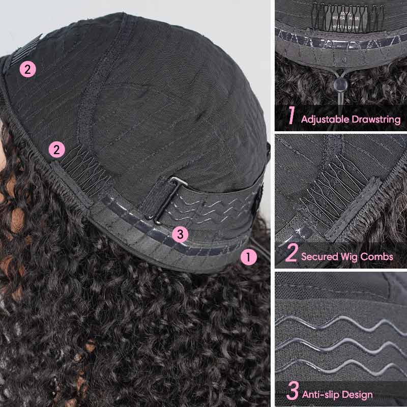 US Only|QVR #1B Twist Curly Half Wig