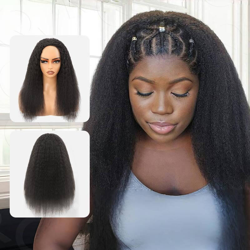 US Only|QVR #1B Kinky Straight Half Wig
