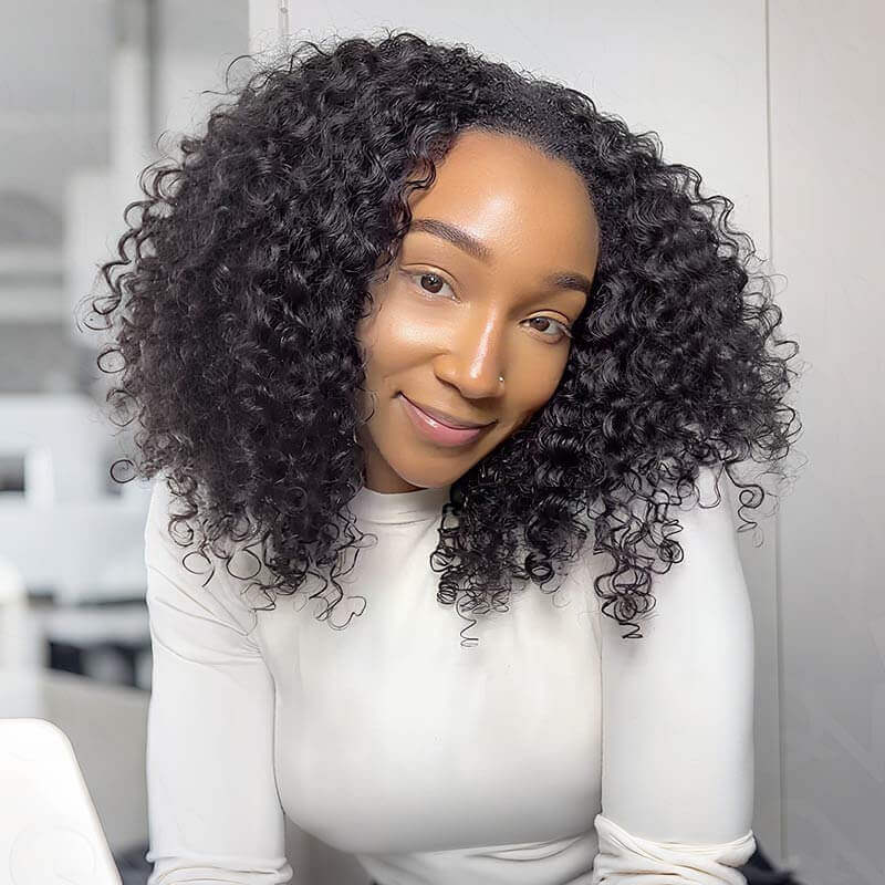 New User Only|QVR Hot Picks Twist Curly Drawstring Half Wig Human Hair Wigs