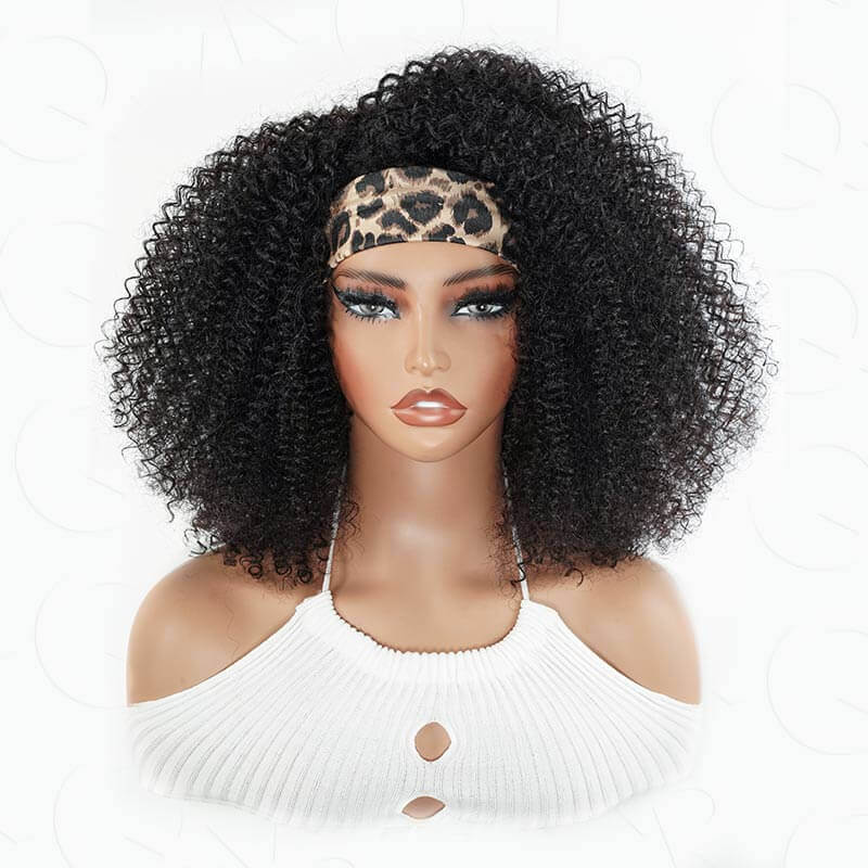 US Only|QVR #1B Kinky Curly Half Wig