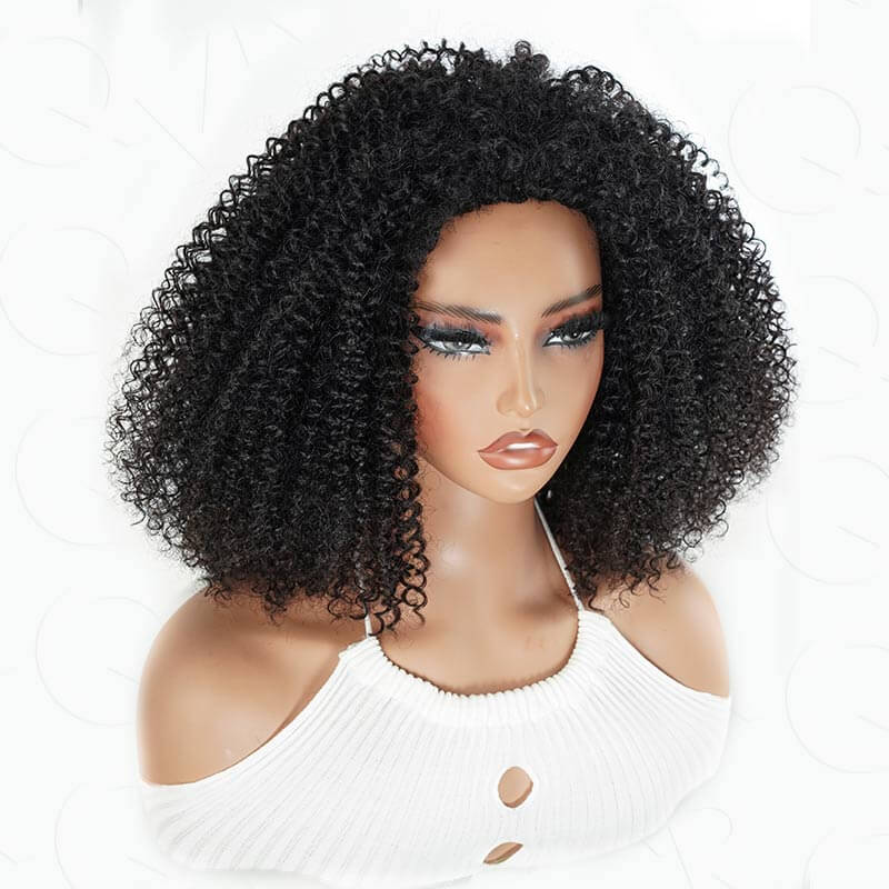 US Only|QVR #1B Kinky Curly Half Wig