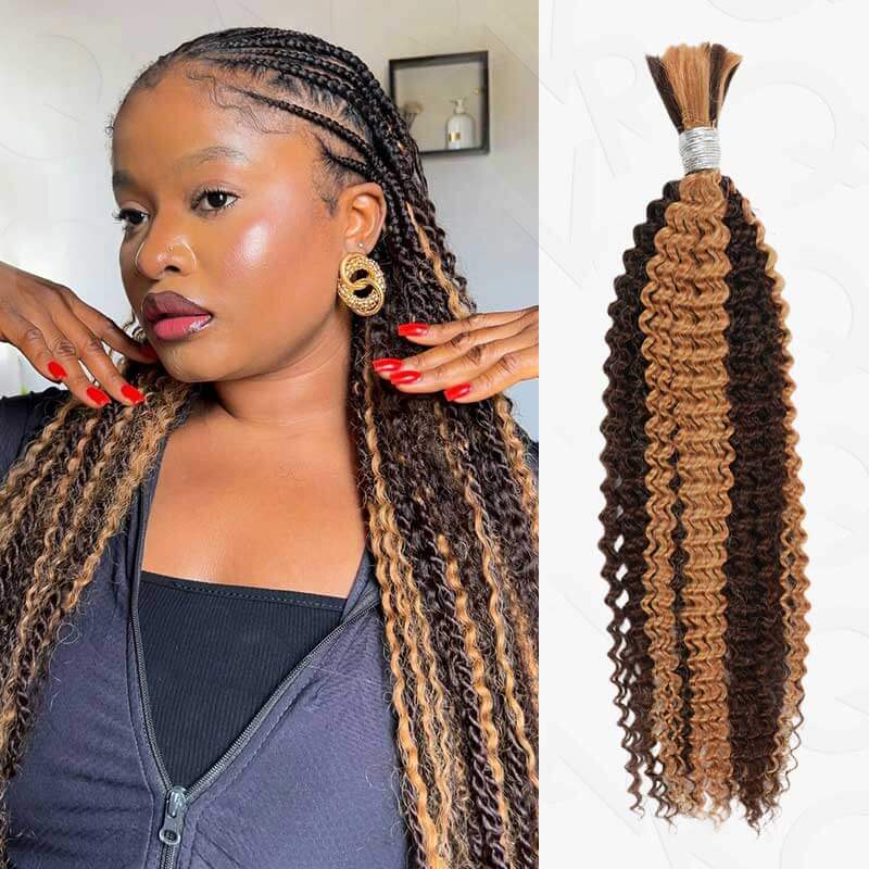 B3G1|QVR Orange Kinky Curly Bulk Human Hair Extensions