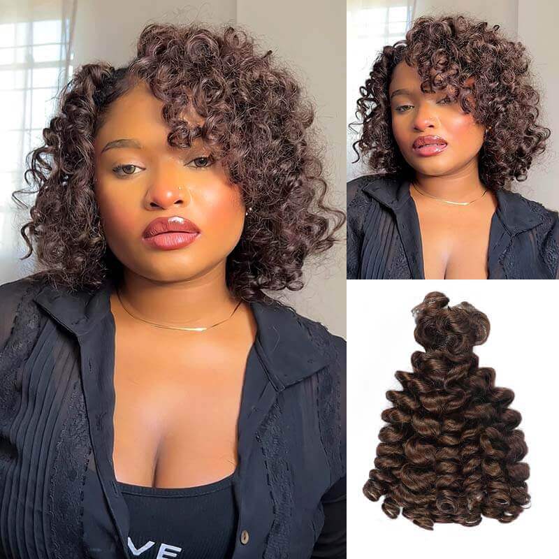 B3G1|QVR Natural Black Bouncy Curl Bulk Hair Extensions For Crochet Braids Human Hair