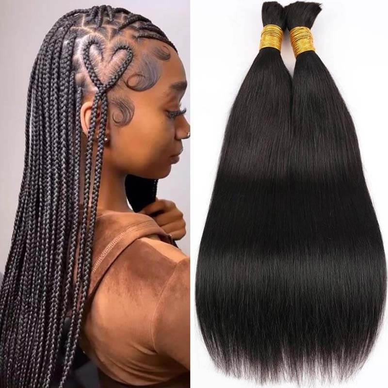 B3G1|QVR Natural Black Bulk Human HairExtensions for Boho Knotless Braiding