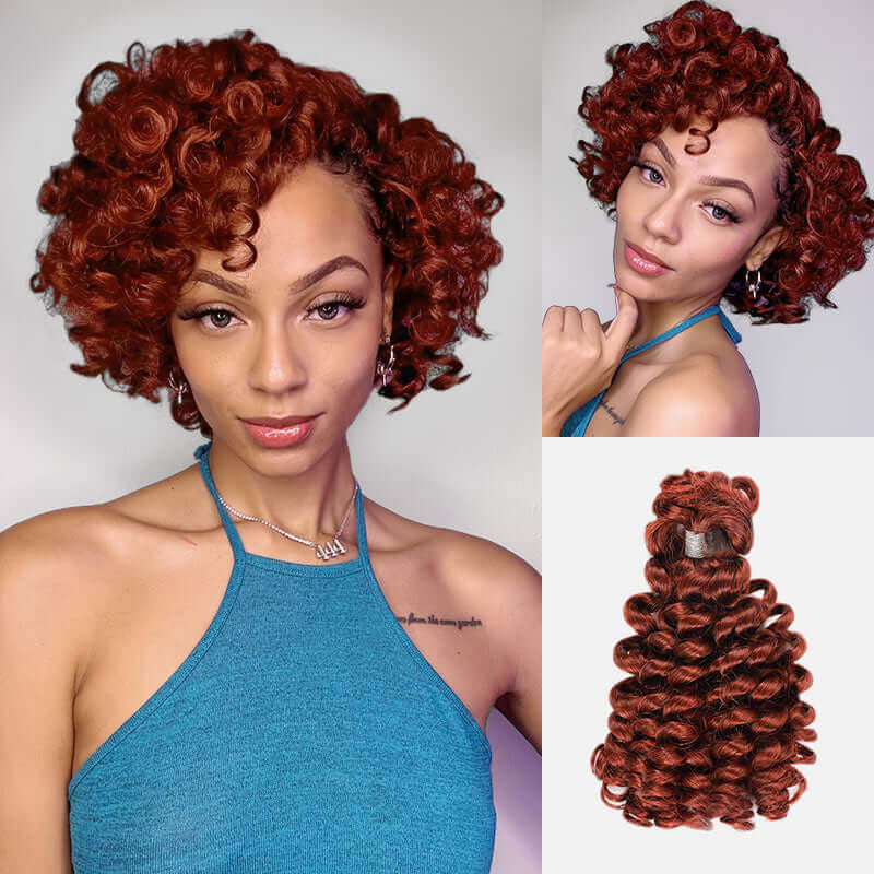 B3G1|QVR Natural Black Bouncy Curl Bulk Hair Extensions For Crochet Braids Human Hair