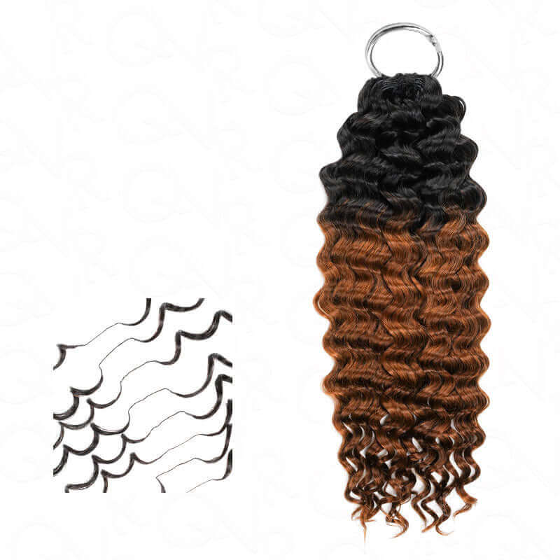 B3G1|Ombre #T1B/30 Small Kinky Curly Feather Crochet Human Hair
