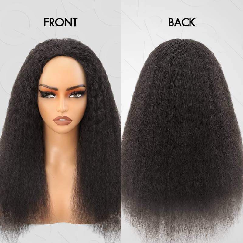 Flash Sale|QVR Glueless Half Wig 3 In 1 Kinky Straight Human Hair Protective Hairstyle