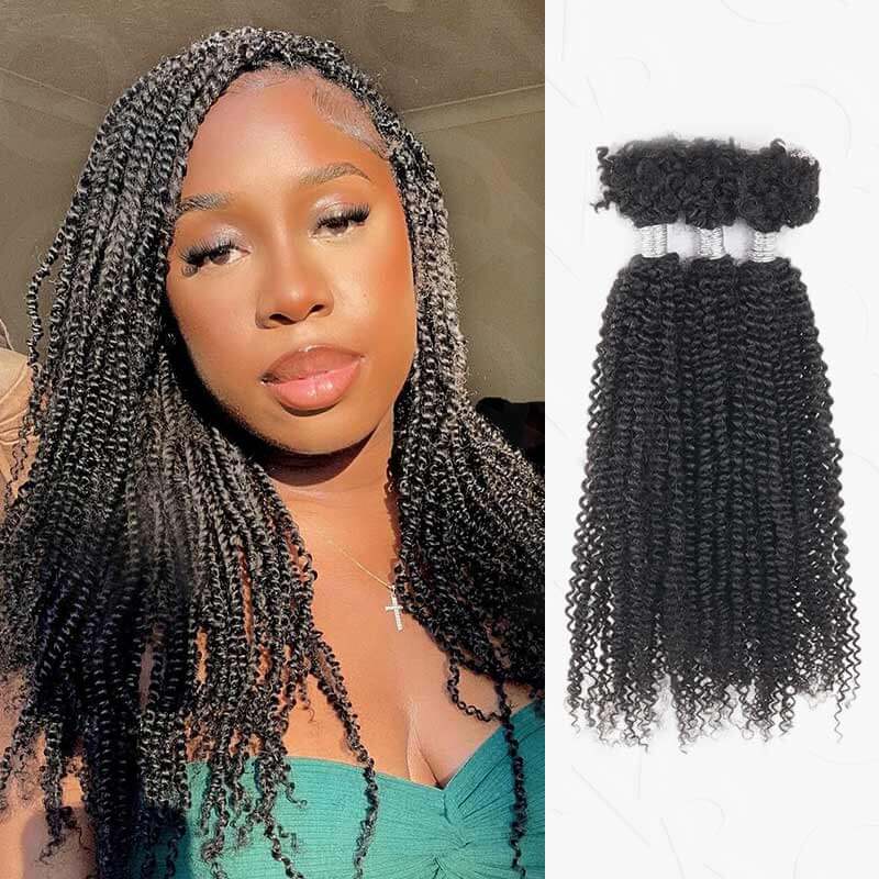 Flash Sale|QVR Afro Kinky V Bulk Natural Curly Human Hair for Kinky Twist