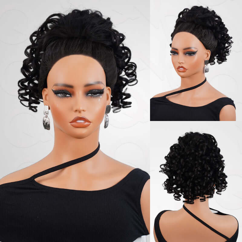 Flash Sale|QVR Drawstring Ponytail Extension Bouncy Curl Human Hair