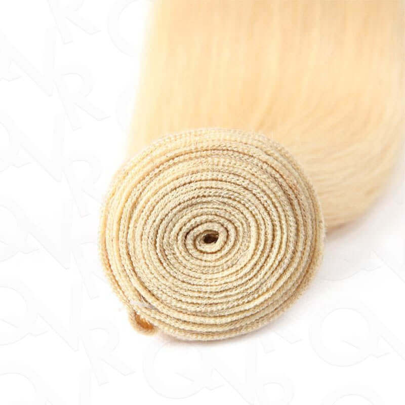 QVR Flawless Straight Human Hair Bundle Black Blonde Highlights Sew In Hair Extensions