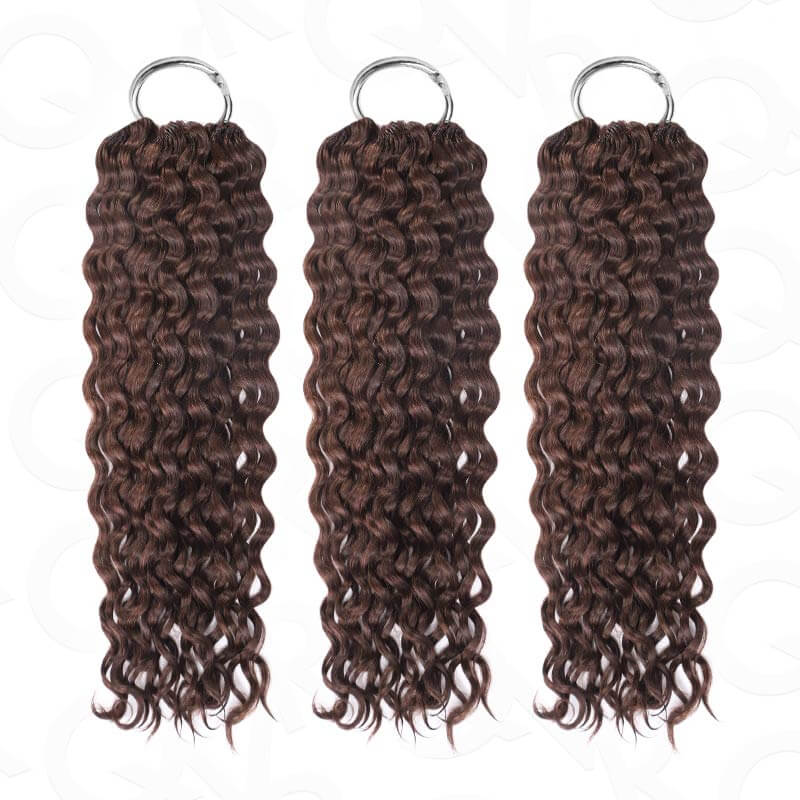 BOGO|Dark Brown Water Wave Human Hair Crochet Weave Hair Extension