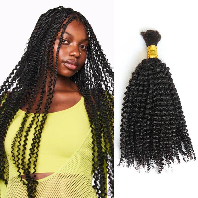 B3G1|QVR Natural Black Bulk Human HairExtensions for Boho Knotless Braiding