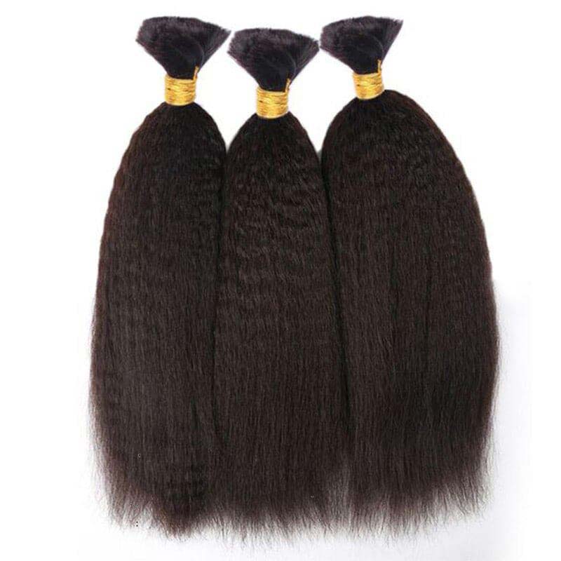 B3G1|QVR Natural Black Bulk Human HairExtensions for Boho Knotless Braiding