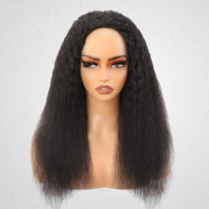 US Only|QVR #1B Kinky Straight Half Wig