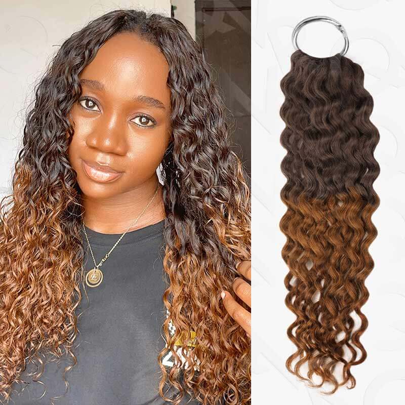 B3G1|Ombre #T1B/30/27 Small Kinky Curly Feather Crochet Human Hair