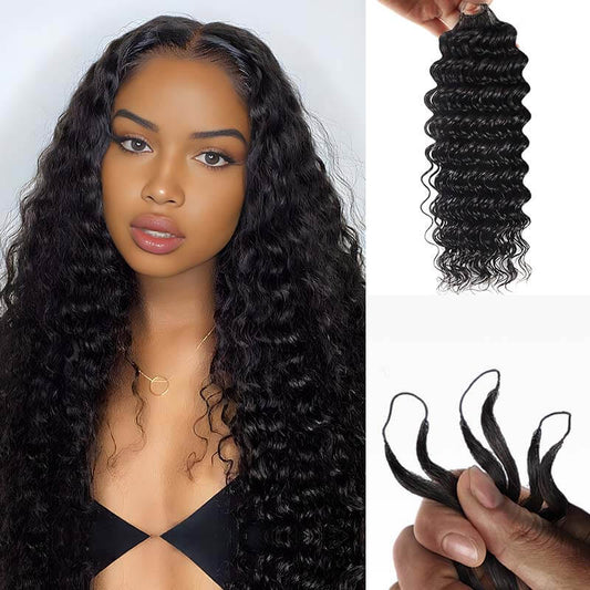 OFERTA FINAL | Extensión de cabello humano trenzado a ganchillo hecho a mano de onda profunda con plumas