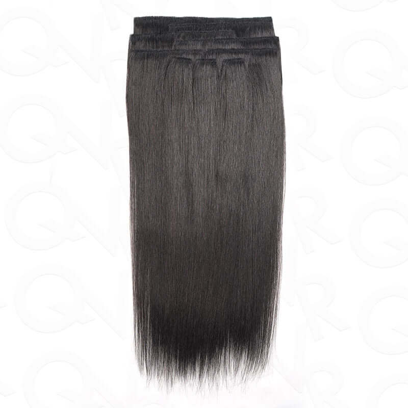 Flash Sale|QVR Invisible 9PCS 5PCS Volumizer Natural Straight Clip In Human Hair Extensions