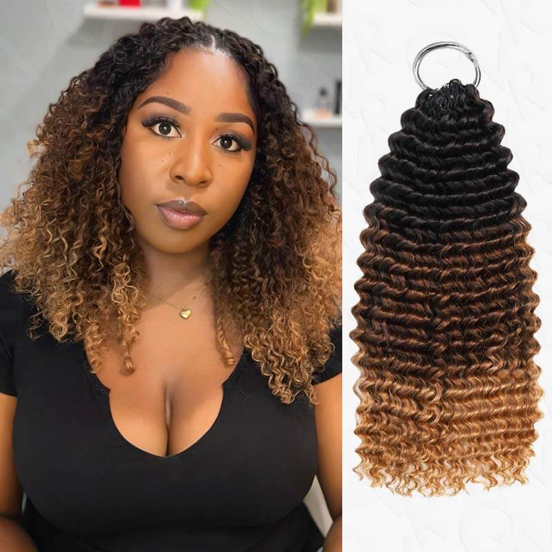 B3G1|Ombre #T1B/30 Small Kinky Curly Feather Crochet Human Hair