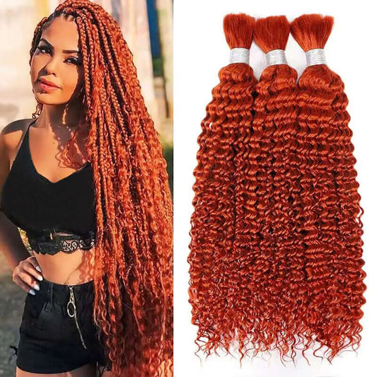 B3G1|QVR Extensiones de Cabello Humano a Granel Rizado y Encrespado Naranja