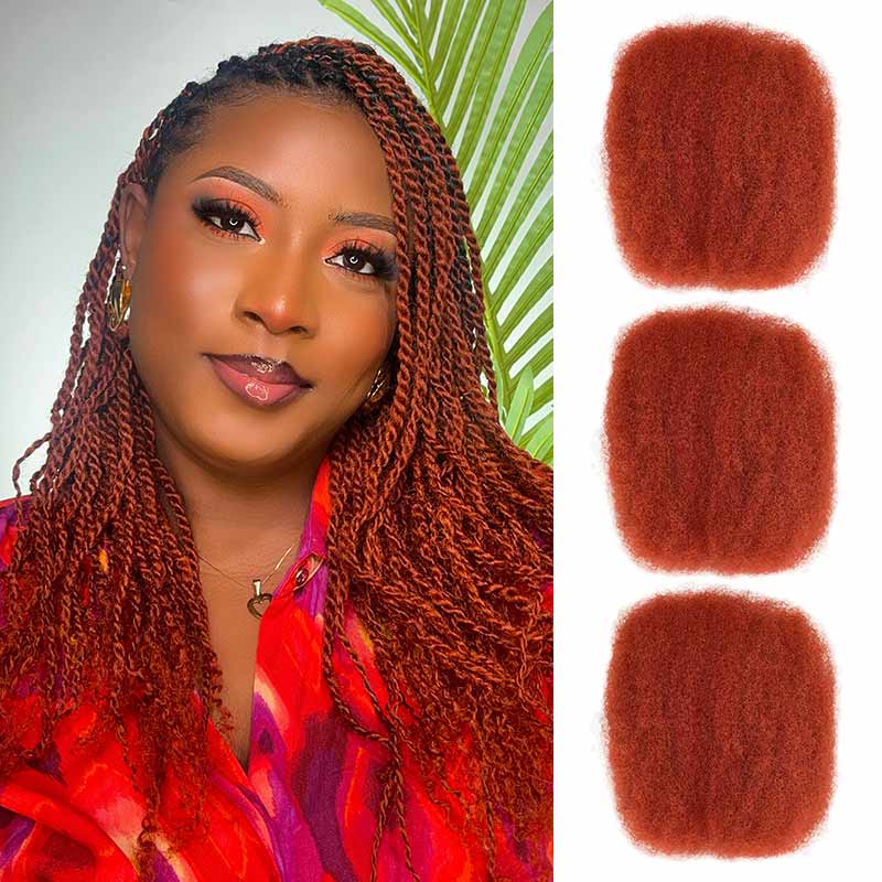 US Only|QVR Dark Orange Afro kinky Bulk Human Hair