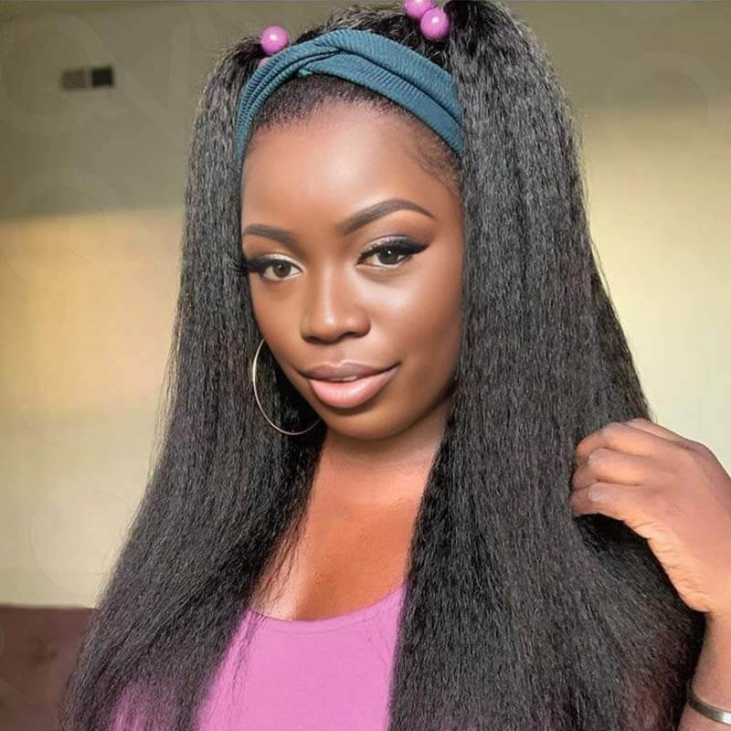 US Only|QVR #1B Kinky Straight Half Wig