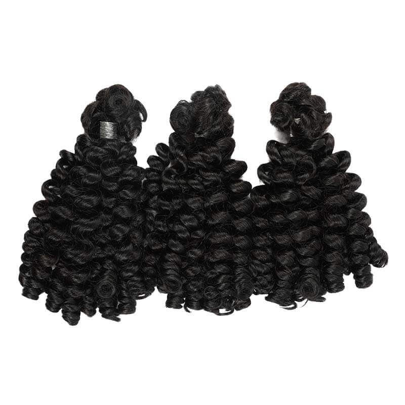 B3G1|QVR Natural Black Bouncy Curl Bulk Hair Extensions For Crochet Braids Human Hair