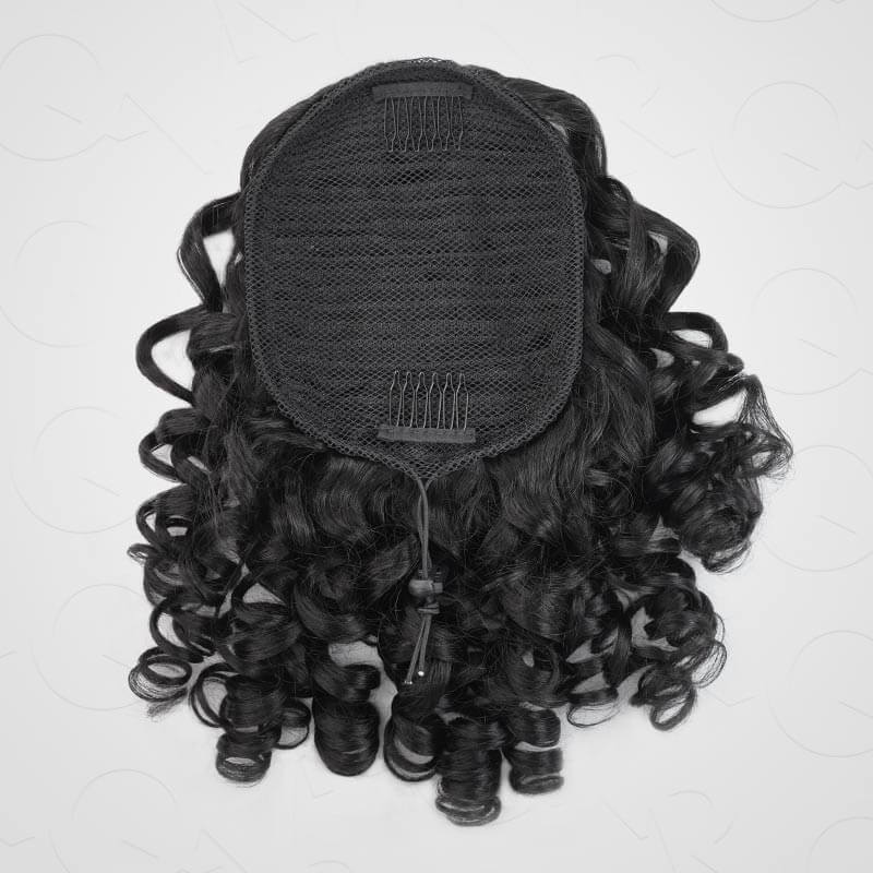 Flash Sale|QVR Drawstring Ponytail Extension Bouncy Curl Human Hair