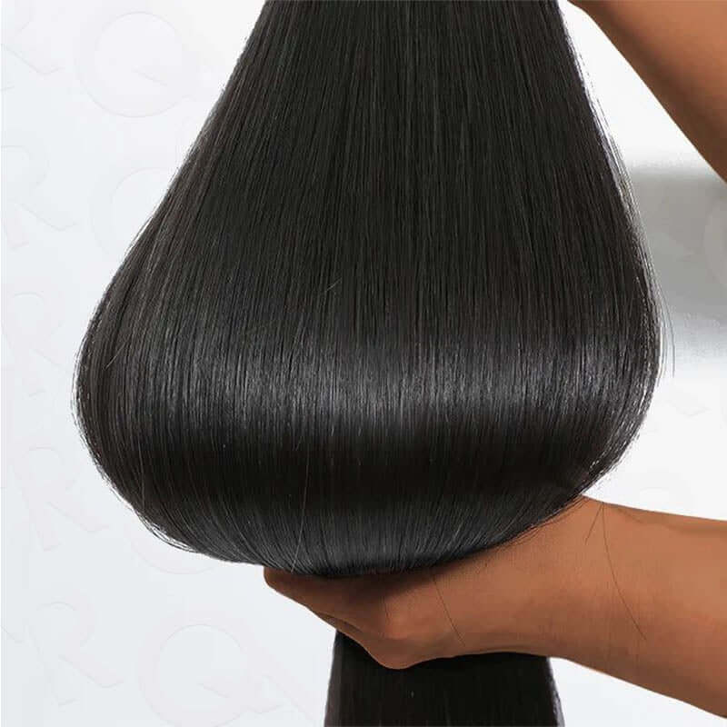 QVR Flawless Straight Human Hair Bundle Black Blonde Highlights Sew In Hair Extensions