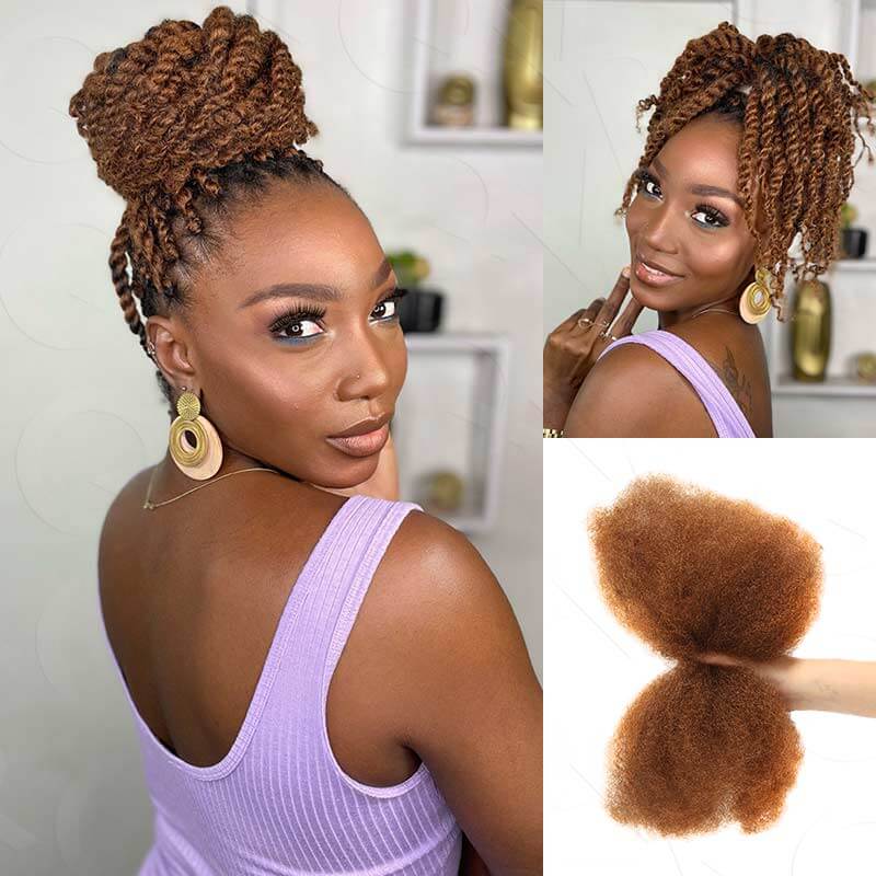B3G1|Auburn Brown Color Afro Kinky Bulk Human Hair