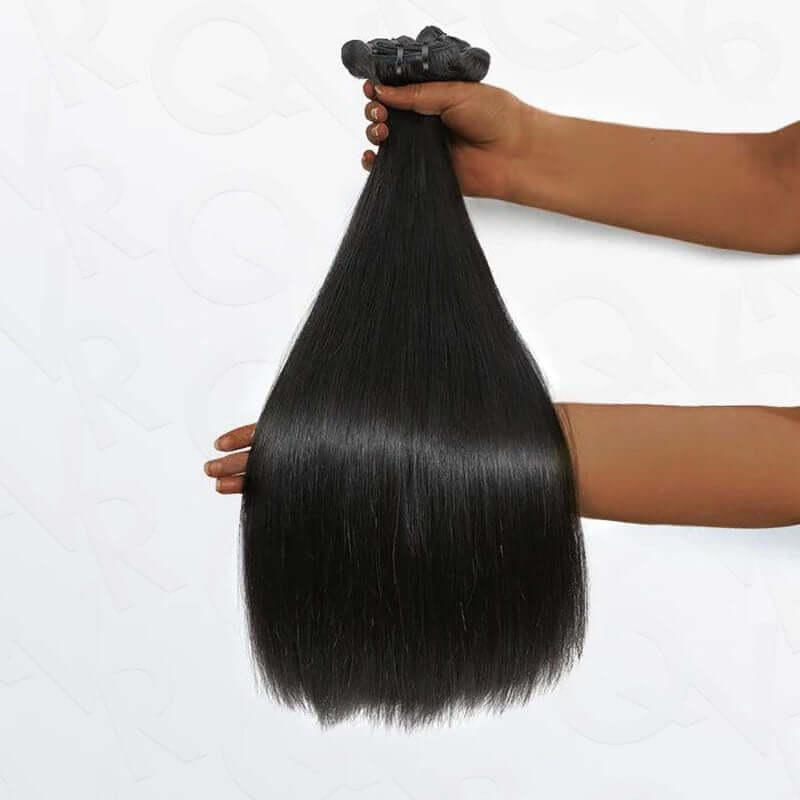 QVR Flawless Straight Human Hair Bundle Black Blonde Highlights Sew In Hair Extensions