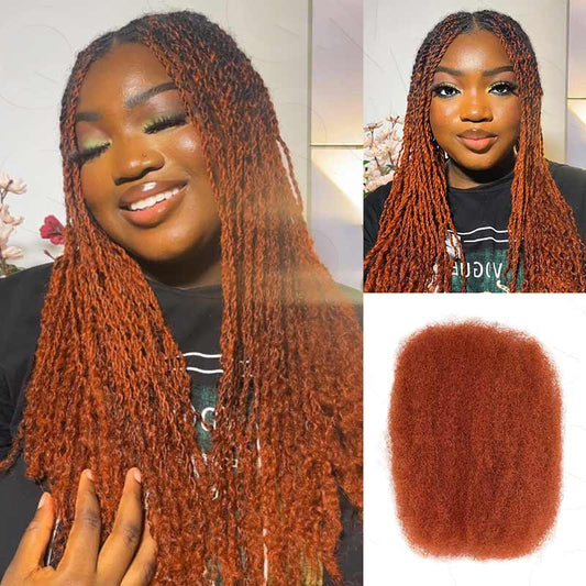 Solo EE. UU.|QVR Cabello humano afro kinky oscuro naranja a granel