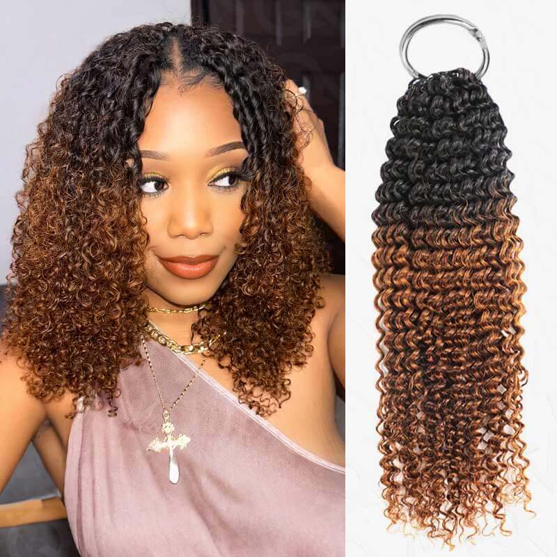 B3G1|Ombre #T1B/30/27 Small Kinky Curly Feather Crochet Human Hair