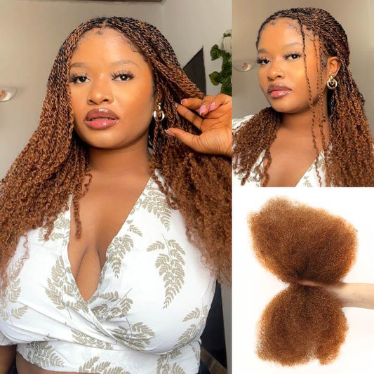 QVR Thick 4 Packs Afro Kinky Bulk Human Hair For Perfect Braids & Twists