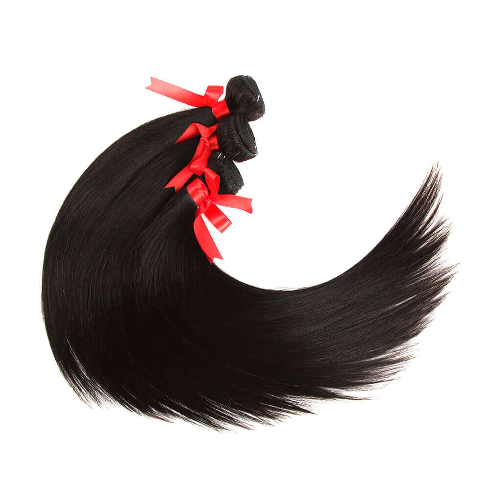 QVR 12A Silk Straight Virgin Human Hair Bundles 3 Bundles Body Wave Natural Color Hair Weave