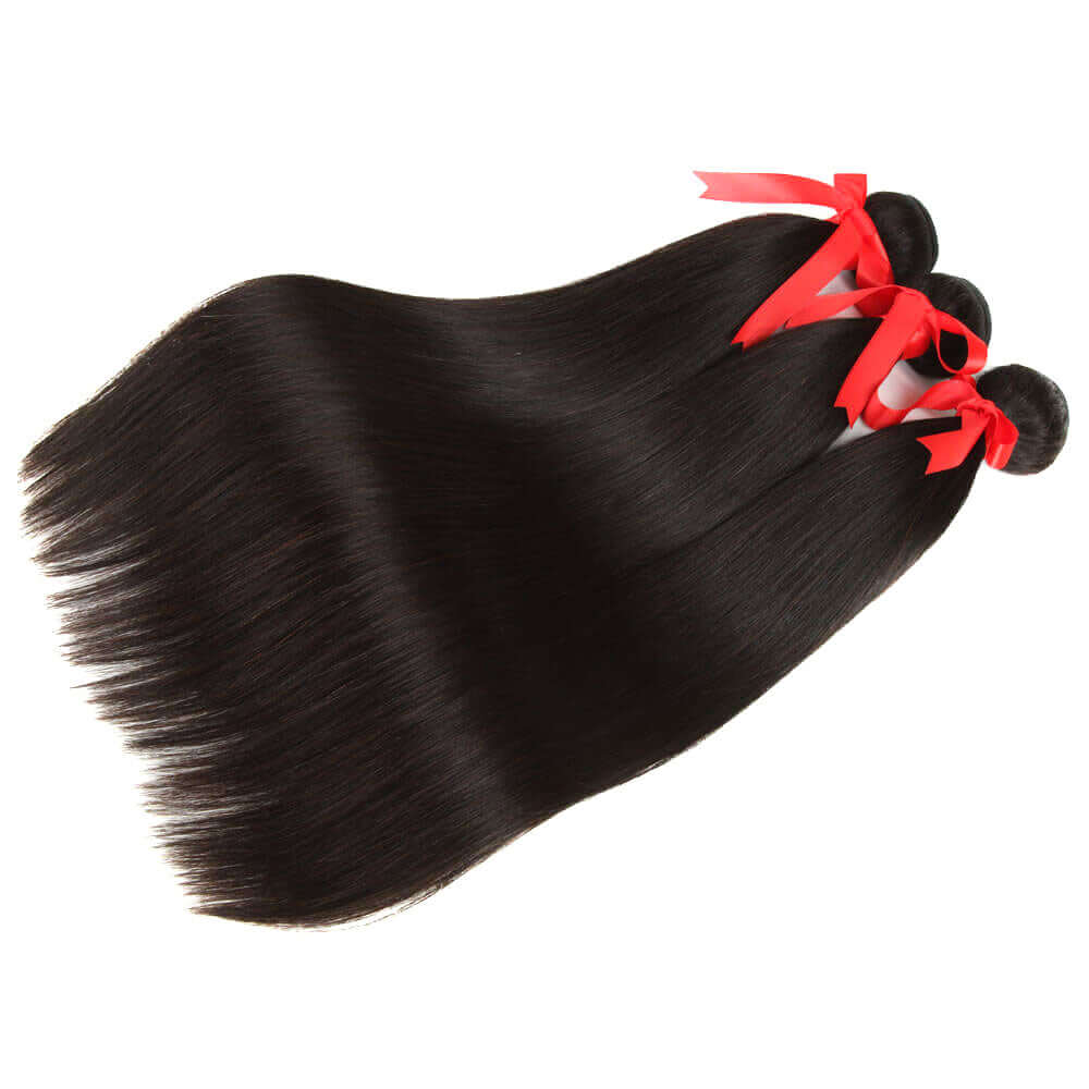 QVR 12A Silk Straight Virgin Human Hair Bundles 3 Bundles Body Wave Natural Color Hair Weave